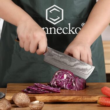 Ніж кухарський Sunnecko 18 см з дамаської сталі, 73 шари, професійний, для м'яса, з ергономічною ручкою