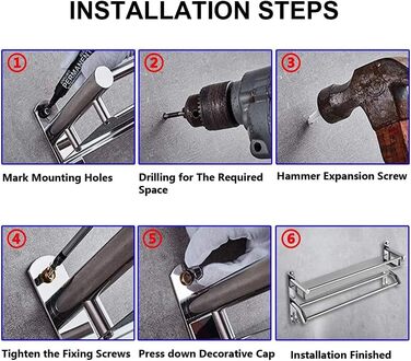 Тримач для рушників з полицею та гачками, хром, нержавіюча сталь, 59 см, для ванної кімнати, кухні, туалету