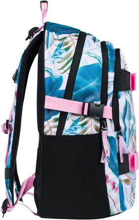 Шкільний рюкзак Baagl для хлопчиків та дівчаток - рюкзак на скейтборді з відділенням для ноутбука та нагрудним ременем, для школи, старшої школи, середньої школи, принт Skate Leafs