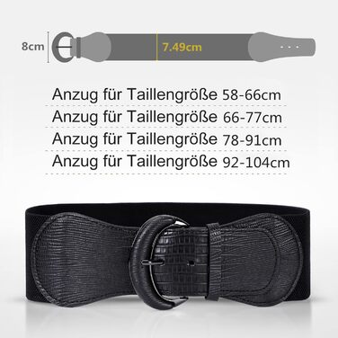 Жіночий широкий еластичний ремінь WERFORU для суконь та костюмів, чорний, обхват талії 94-107 см