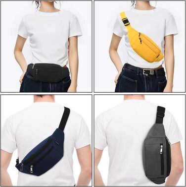 Чоловіча та жіноча поясна сумка на пояс, водонепроникна, для спорту, подорожей, кемпінгу, бігу, велосипеда (чорна)