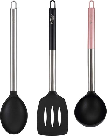 San Ignacio PK125 Set: Pressed Aluminum Frypans - Ø 16, 20, and 24 cm. 3-Piece Frying Pan Set, Aluminum, Black (Set + Accessories)
