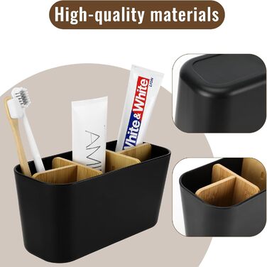 Підставка для зубних щіток з дерев'яними перегородками, електрична, для зубних щіток та 5 слотів, універсальна, для ванної кімнати