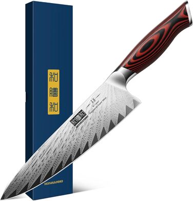Ніж кухарський HOSHANHO 8 дюймів з дамаської сталі, професійний, ергономічна ручка G10, кухонний ніж