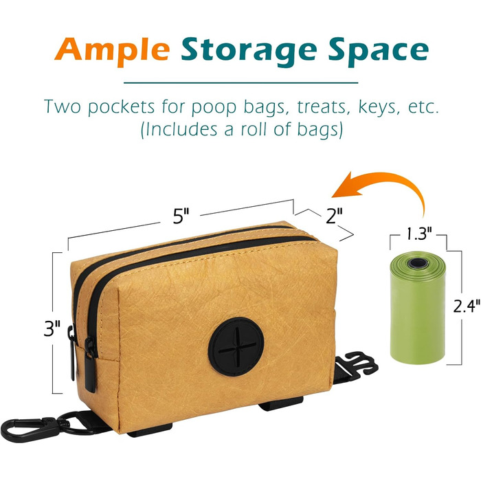 Диспенсер для собачих відходів PetBonus з водонепроникним корпусом, міцна сумка для ласощів та 15 відходів (колір: коричневий)