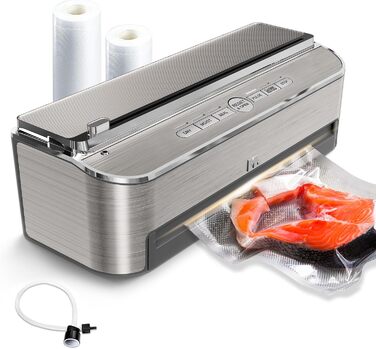 Вакуумний пакувальник Mesliese 120W з вбудованим ножем | Збереження продуктів від вологи | Срібний колір