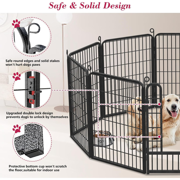 Металевий вольєр для собак, загон для собак на вулицю, вольєр для цуценят, міцний, для внутрішнього та зовнішнього використання, 38 панелей, 81,3 x 101,6 см