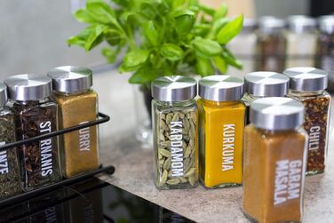DEKOFY® Spice Rack with 18 Jars - for Hanging on Wall & Cabinet Door - No Drilling Required - Wall Spice Rack, Cabinet Door Spice Rack, Hanging Spice Rack, Spice Organizer