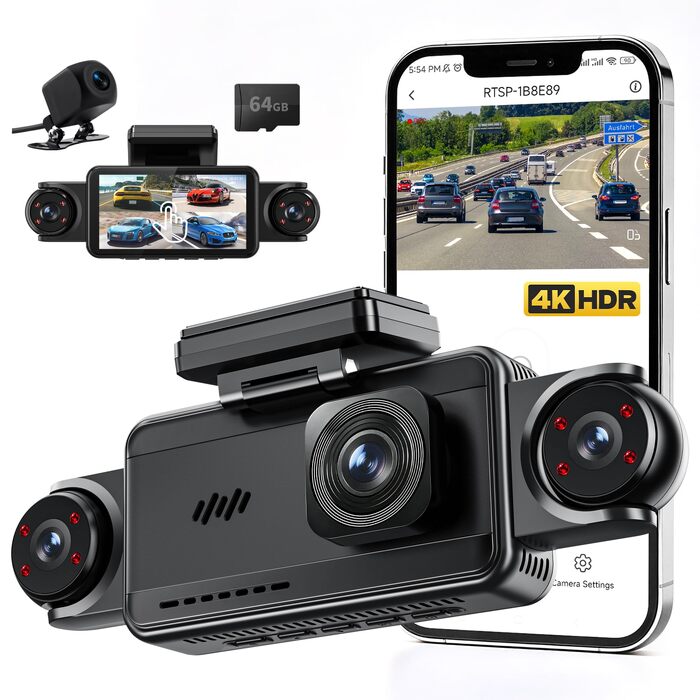 4-канальний автомобільний відеореєстратор 360° 4K+1080P, 5