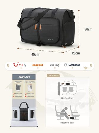 Чорна дорожня сумка Lekesky 30L: Easyjet, Weekender, спортивна, з відділенням для взуття, водонепроникна
