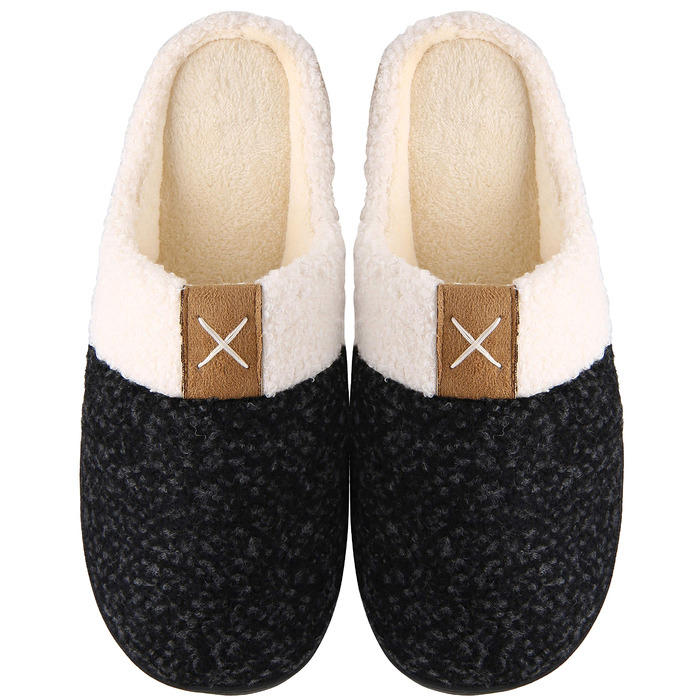 Mishansha Унісекс Теплі Домашні Тапочки з Піною з Пам'яттю для Будинку та На Зіт, Розміри 36-47, Чорний Онікс, 44/45 EU