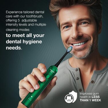 Електрична зубна щітка Wagner Stern VibroWave Plus з вібрацією та 4 насадками, водонепроникна IPX7 (М'ятний міраж)