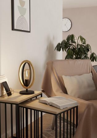 Торшер EGLO Basildon 1: дерев'яний торшер з текстилем та металом, з вимикачем, E27, для вітальні та спальні