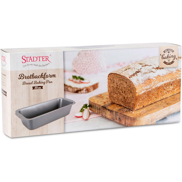 Städter 661264 We love Baking Loaf Pan, Aluminum, Black