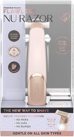 Електричний жіночий електробритва Flawless Nu з гіпоалергенними зрізаючими головками з 18-каратного золота – перезаряджається, пристрій для видалення волосся