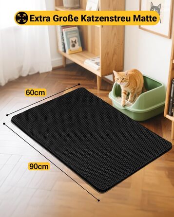 Килимок для котячого туалету Ycozy Katzenklo Matte XL 90x60 см EVA з подвійним шаром, водонепроникний, легко миється, бежевий