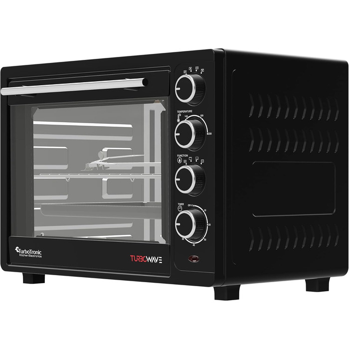 Міні-піч TurboTronic 35л з конвекцією, чорна, 1600W, з 2 дека, таймером, функцією грилю та піци