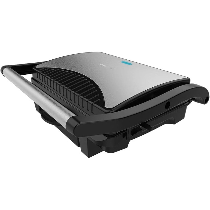 Електричний гриль Cecotec Rock'nGrill Dark 1000 W з антипригарним покриттям, збірник жиру, плаваюча поверхня, 25,4 x 17,5 см, без PTFE, PFOA, Dark Inox