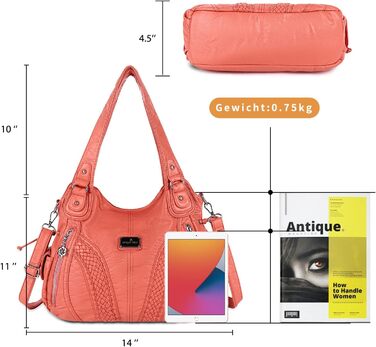 Сумка жіноча AngelKiss через плече, водонепроникна PU шкіра, коралова - багатофункціональна сумка-месенджер