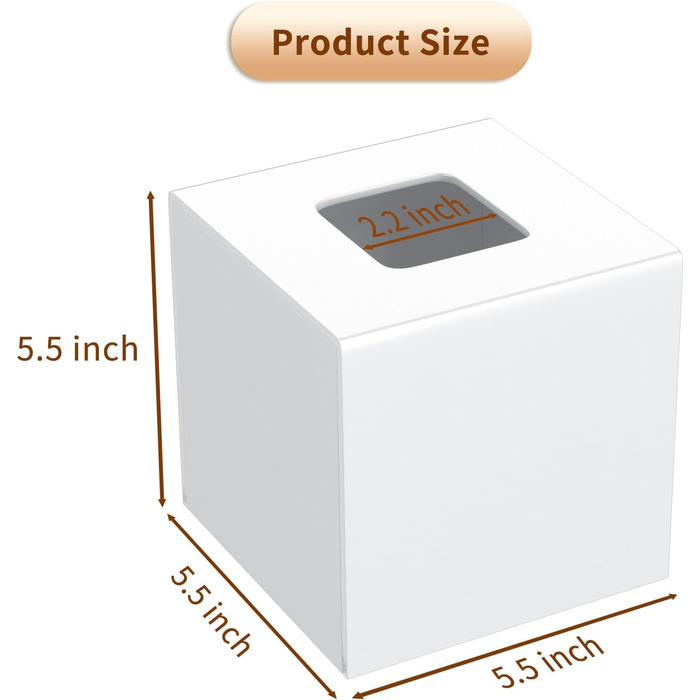 AITEE Acrylic Tissue Box Cover: white square tissue holder, napkin dispenser for home, bathroom, kitchen, bedroom, office, coffee table, restaurant