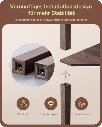 LED торшер EDISHINE з 4 полицями з дерева, торшер для вітальні, регульоване освітлення, 3 колірні температури, поворотний світловий стержень, підсвічування полиць, футовим вимикачем (темно-горіховий)