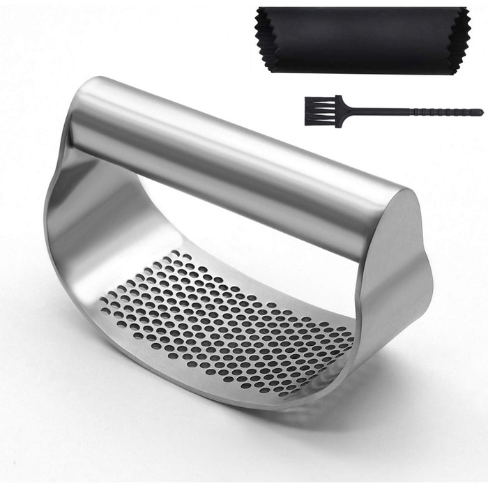 Прес для часнику та імбиру з нержавіючої сталі 430, кухонний аксесуар-подрібнювач, прес для часнику та імбиру, силіконовий очищувач