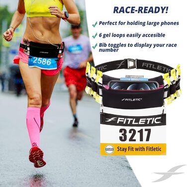 Пояс для бігу Fitletic з неопрену, сумісний з iPhone 5, 4S, 4, 3GS та іншими смартфонами, чорний