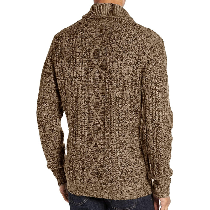Чоловічий в'язаний кардиган Runcati з довгим рукавом, коміром та замком, з косими візерунками, для сорочок та футболок, XL, коричневий