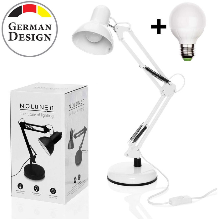 Ретро настільна лампа для робочого столу з гнучким підсвічуванням, з LED лампою (біле світло)