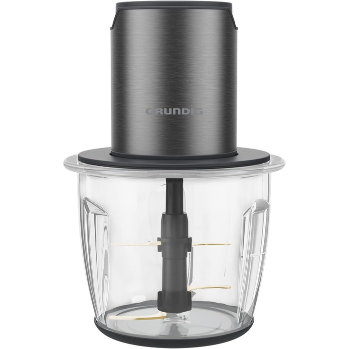 Подрібнювач Grundig Delisia Novus CH 7140 Професійний, 500 Вт, 4 ножі з покриттям цирконієм, Скляна чаша 1л, 2 швидкості, Dark Inox/Чорний
