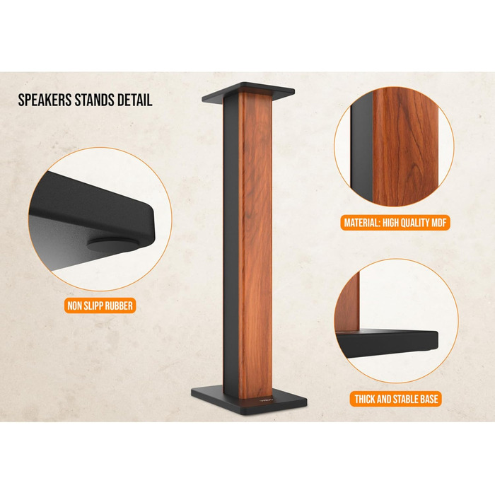 Підставки для акустики Wiibo Tempo 90 (90 см) – пара, антирезонансна база, універсальні, для Hi-Fi, домашнього кіно