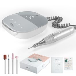 JCMaster TouchPro+ Nagelfräser: Професійний електричний фрезер для нігтів з регулюванням швидкості та сенсорним керуванням, 35000 об/хв, комплект з 4 фрезерами, для гель та акрил, нігті, догляд за ногами