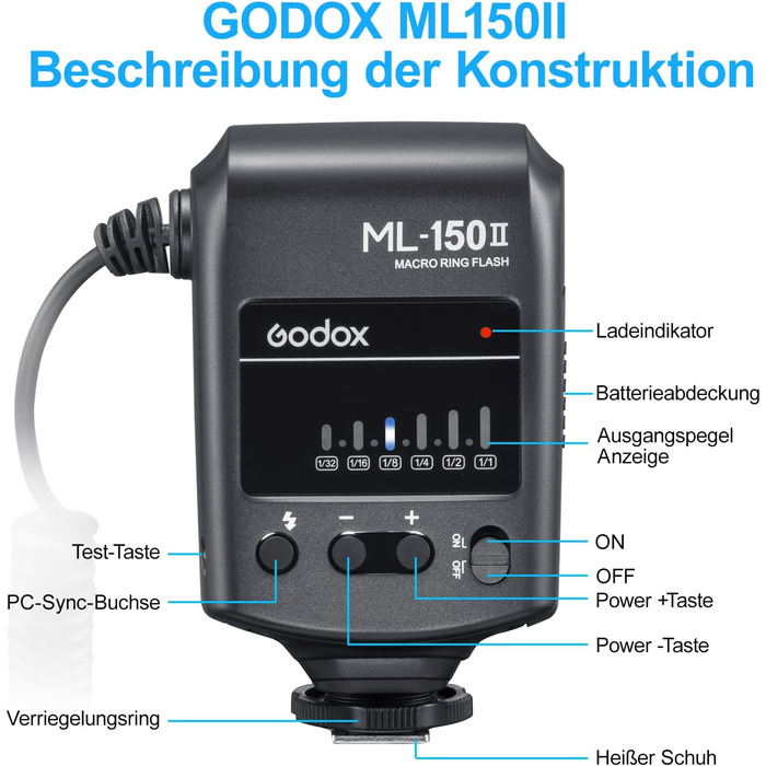 Godox ML150II: Компактний LED кільцевий світлодіодний світильник з регулюванням потужності для фото та відеозйомки