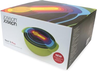 Joseph Joseph Nest 9 Plus – набір для приготування їжі з пластику, 9 предметів, різнокольоровий (сито, миски, мірні ложки)