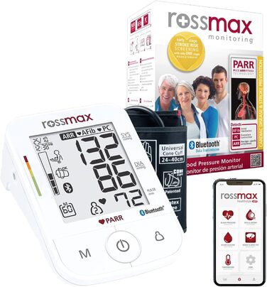 Тонометр ROSSMAX X5 BT з Bluetooth – вимірювання на плечі, автоматичний, клінічно перевірений. Виявлення AFib та PC, LCD-дисплей.