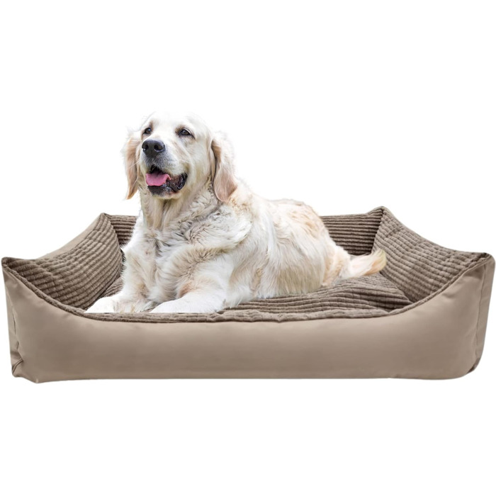 Odolplusz XXL - Dog Bed for Large Dogs - Dog Cushion - Dog Sofa with Reversible Cushion | Removable and Washable Cover [ ] (Beige Cord, L 100 x W 70 x H 19 cm)