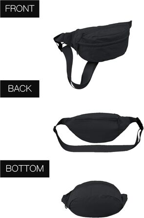 Поясна сумка чоловіча/жіноча водонепроникна для подорожей, фестивалів, спорту та міста (чорна)