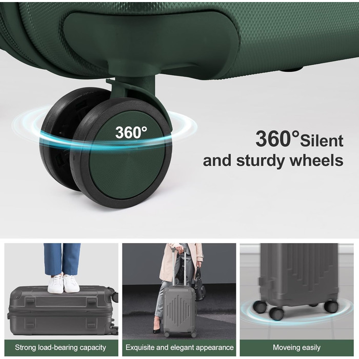 Набір валіз LALAHO Zwillingsrollen: M, L, XL (Рожеве золото, 55см, 65см, 65см). Чемодани-ролики з жорстким корпусом