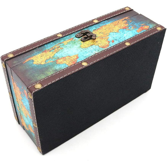 POFET Vintage Chic Shabby Wood Tissue Box Holder Rectangular Handcraft Tissue Paper Box Cover Serviette Organizer Holder Home Storage Office Car Decoration with Metal Lock - Card