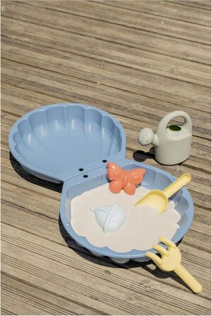 Smoby Life 850210 Mini Sandpit with Double Filling – Watering Can – Shovel + Rake – Play Beach – Recycled Plastic – from 18 Months