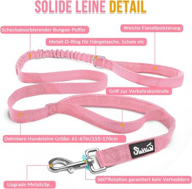 Нашийник для собак Eyein: м'який, з 2 застібками, світловідбиваючий, для великих та середніх собак, рожевий (L)