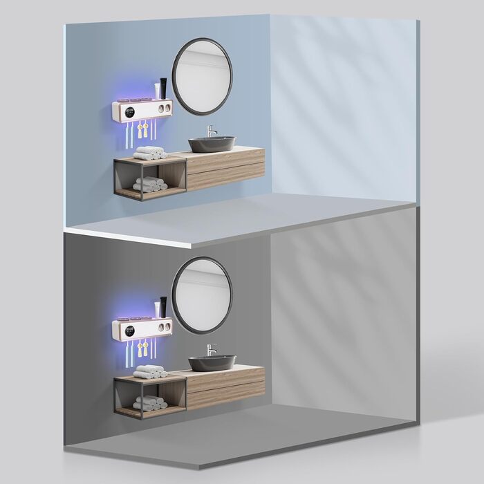 Тримач для зубних щіток з УФ-дезінфекцією, автоматичний диспенсер пасти, сенсорний екран (білий)