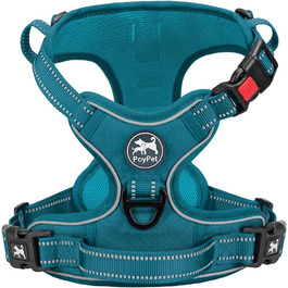Шлейка для собак PoyPet без натягу, світловідбиваюча, регульована, м'яка, для маленьких собак (Tumalo Teal, S)