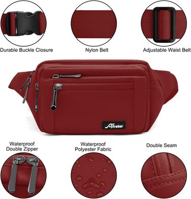 Чоловіча/Жіноча поясна сумка на пояс, водонепроникна, з тримачем для пляшки, для туризму, прогулянок з собакою, активного відпочинку (A-темно-червоний)