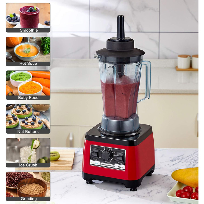BioloMix Stand Mixer 2200W SmoothieMixer, Self-Cleaning Function, High-Performance Mixer with 2L BPA-Free Container A8700