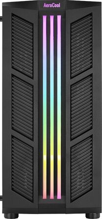 Корпус ПК Aerocool PRIME ATX з RGB підсвічуванням, загартоване скло, 12 см вентилятор, чорний