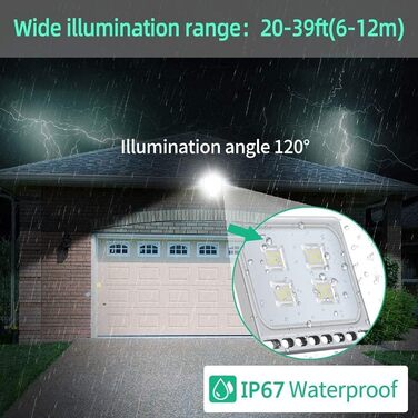 papasbox LED Floodlight Floodlights Spotlights, LED Floodlight Construction Light with Plug Waterproof IP65, 3000K Warm White, Ideal Wall Light Outdoor Lighting for Garden, Garage, Hotel (Cool White, 20W)