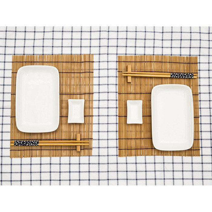 Набір для суші Exzact (10 шт.) – 2 тарілки, 2 миски для соусу, 2 підставки під столові прилади, 2 пари паличок для їжі – преміум-порицелан, подарункова коробка