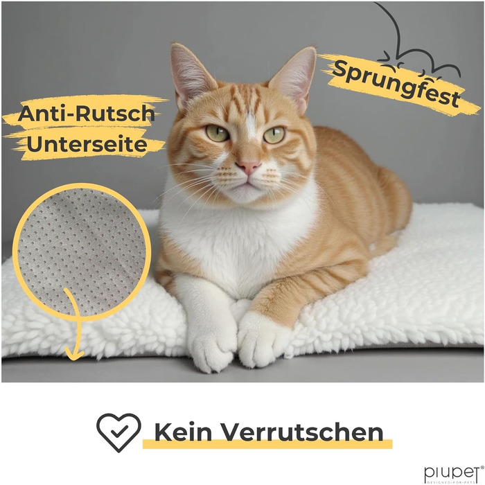 Кішка ліжко на підвіконня PiuPet 90x25 см | Антиковзне ліжко для котів | М'яка, самогріюча ковдра | Бежевий