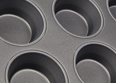 Dr. Oetker 12-Cup Muffin Tin Ø 7.5 cm BACK-IDEE KREATIV, Muffin tin made of steel sheet, Baking sheet with two-tone non-stick coating (Color: Gray/Black), Quantity: 1 piece